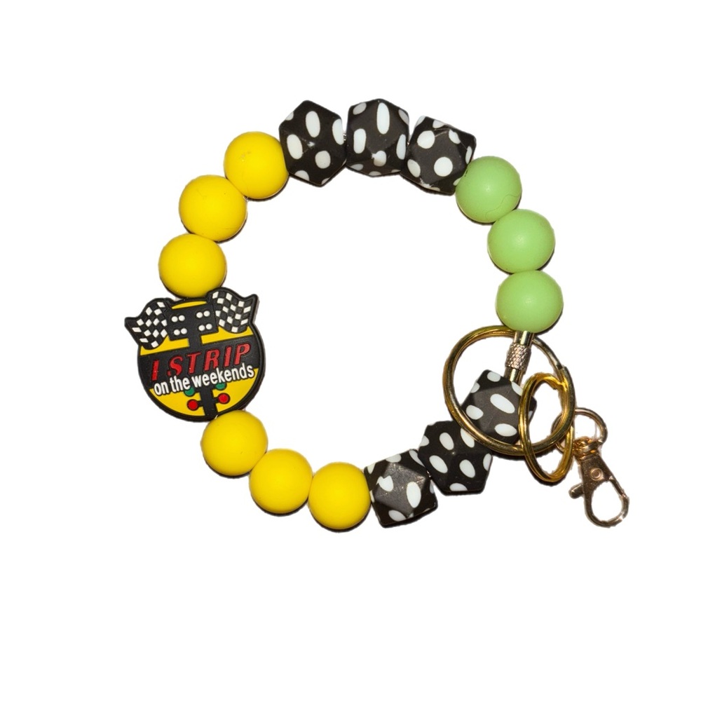 Wristlet Key chain Beaded Keychain Bracelet - I strip for the weekends